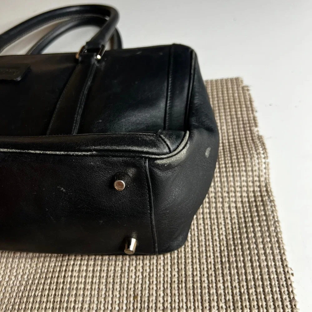 Coach Black Leather Satchel Handbag Silver Hardware 9419 Vintage